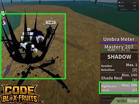 Nightmare Leech của trái Shadow lao đến mục tiêu trong Blox Fruits
